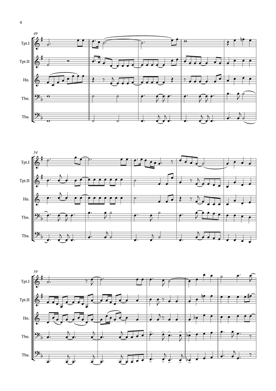 Bridge Over Troubled Water Brass Quintet scores gallery preview page 4