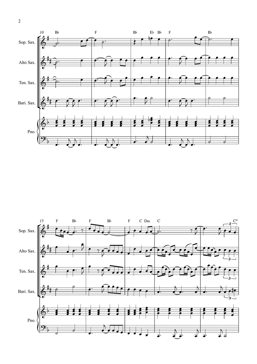Bridge Over Troubled Water Saxophone Quartet scores gallery preview page 2
