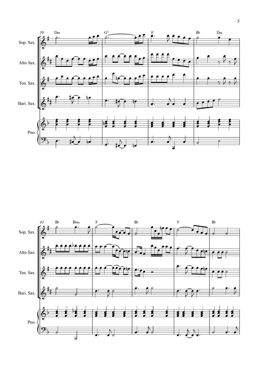 Bridge Over Troubled Water Saxophone Quartet scores gallery preview page 5