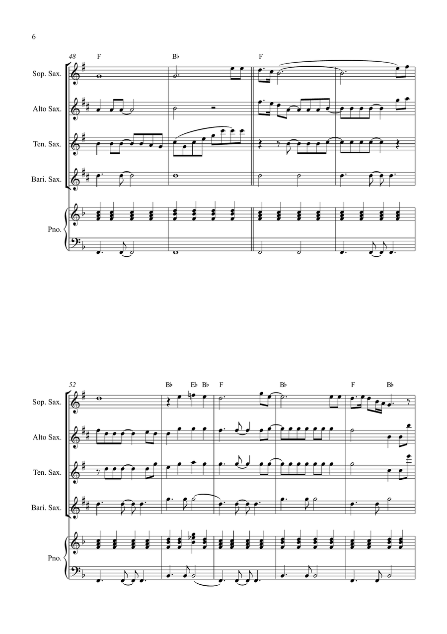Bridge Over Troubled Water Saxophone Quartet scores gallery preview page 6