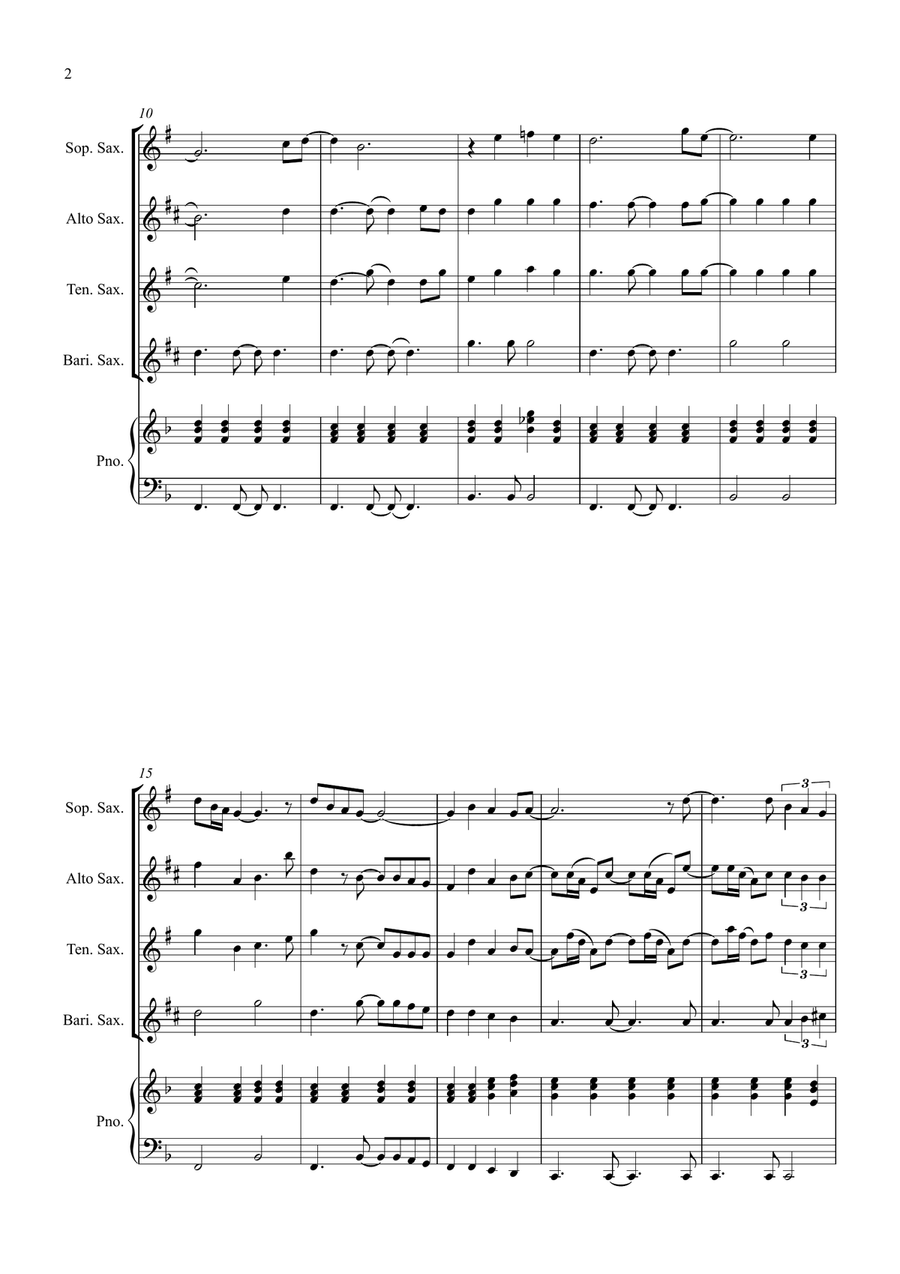 Bridge Over Troubled Water Saxophone Quartet scores gallery preview page 2