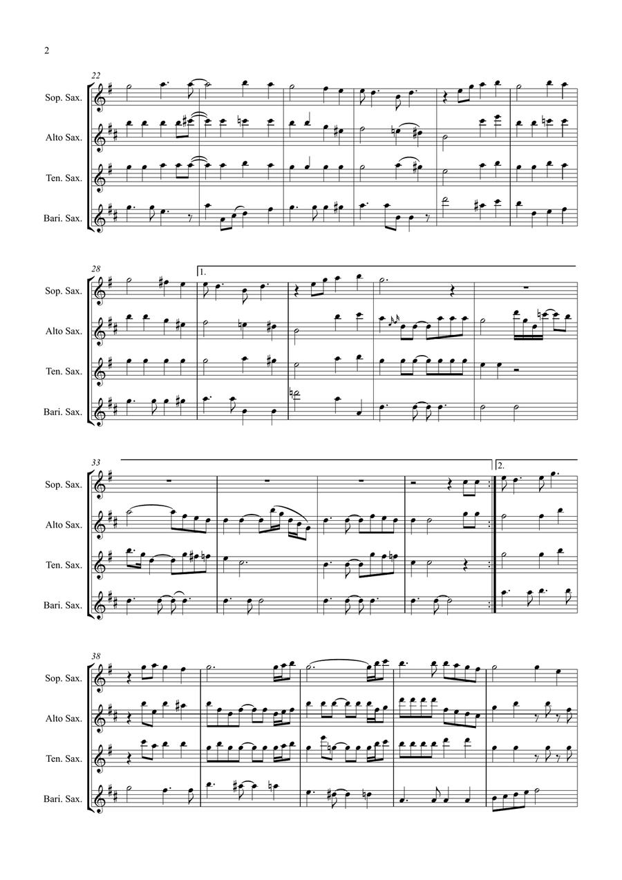 Bridge Over Troubled Water Saxophone Quartet scores gallery preview page 2