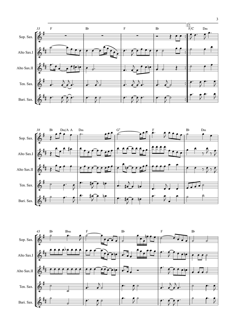 Bridge Over Troubled Water Saxophone Quintet scores gallery preview page 3