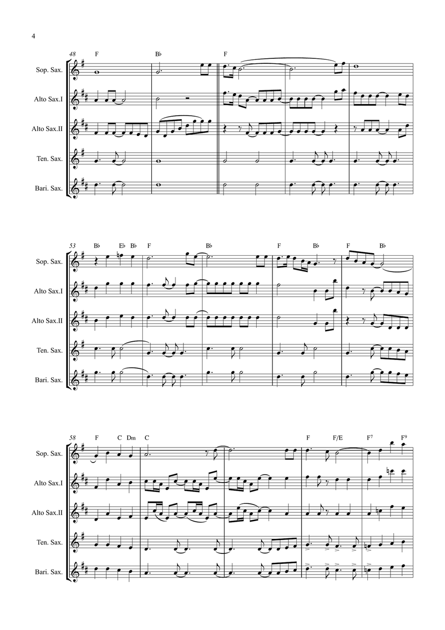 Bridge Over Troubled Water Saxophone Quintet scores gallery preview page 4