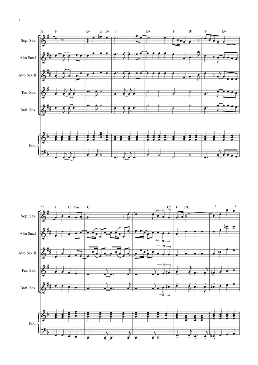 Bridge Over Troubled Water Saxophone Quintet scores gallery preview page 2