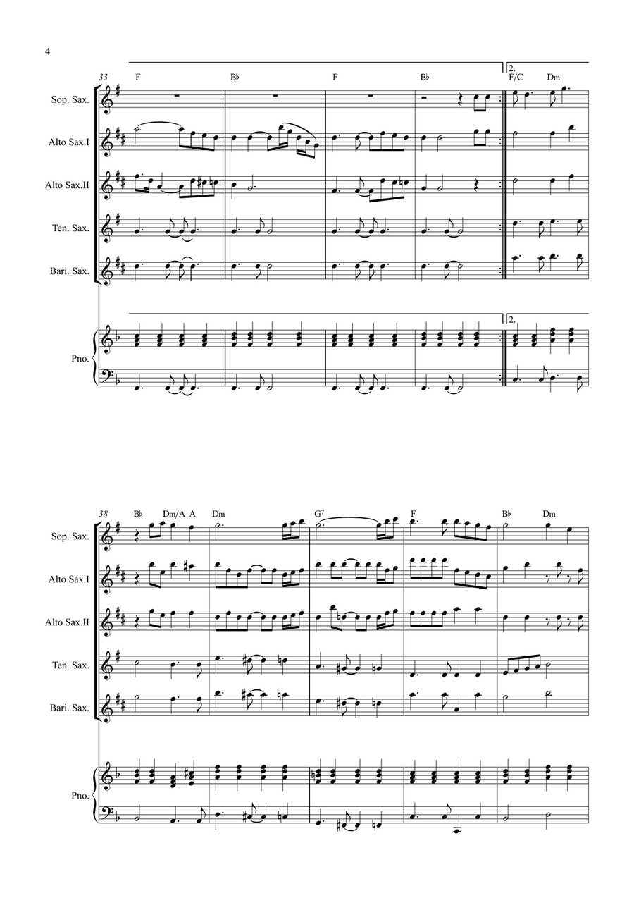 Bridge Over Troubled Water Saxophone Quintet scores gallery preview page 4
