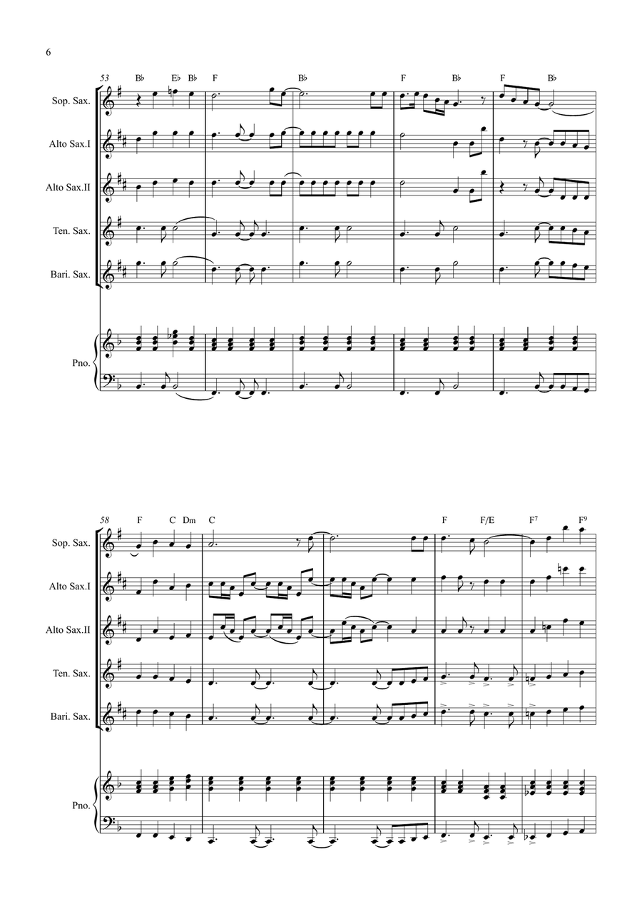 Bridge Over Troubled Water Saxophone Quintet scores gallery preview page 6