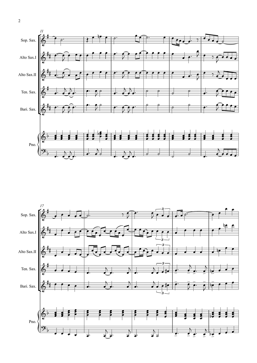 Bridge Over Troubled Water Saxophone Quintet scores gallery preview page 2