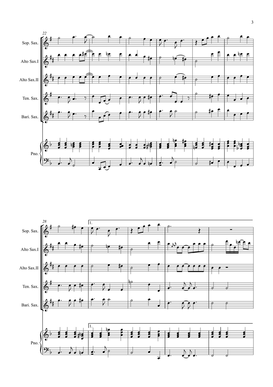 Bridge Over Troubled Water Saxophone Quintet scores gallery preview page 3