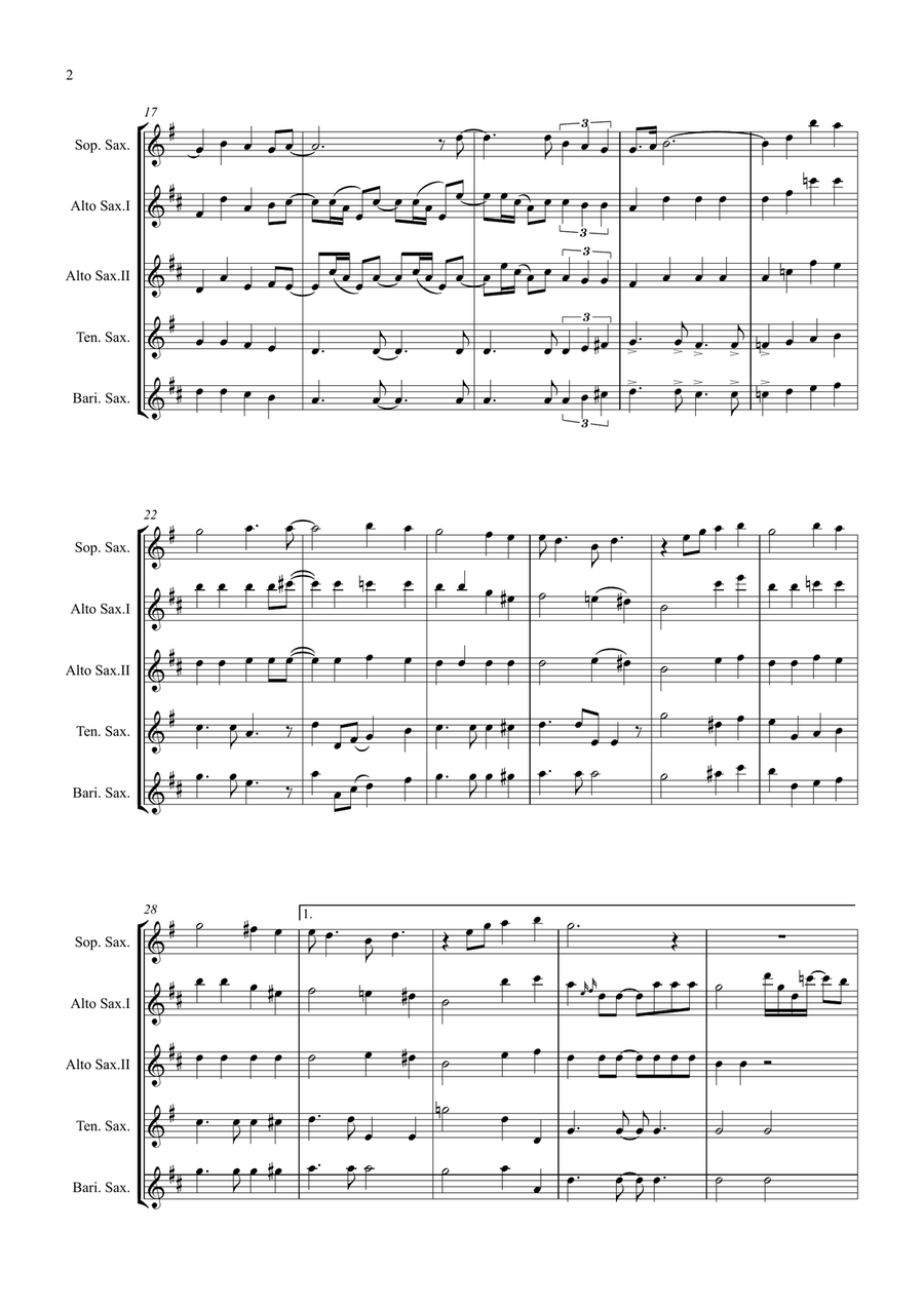 Bridge Over Troubled Water Saxophone Quintet scores gallery preview page 2