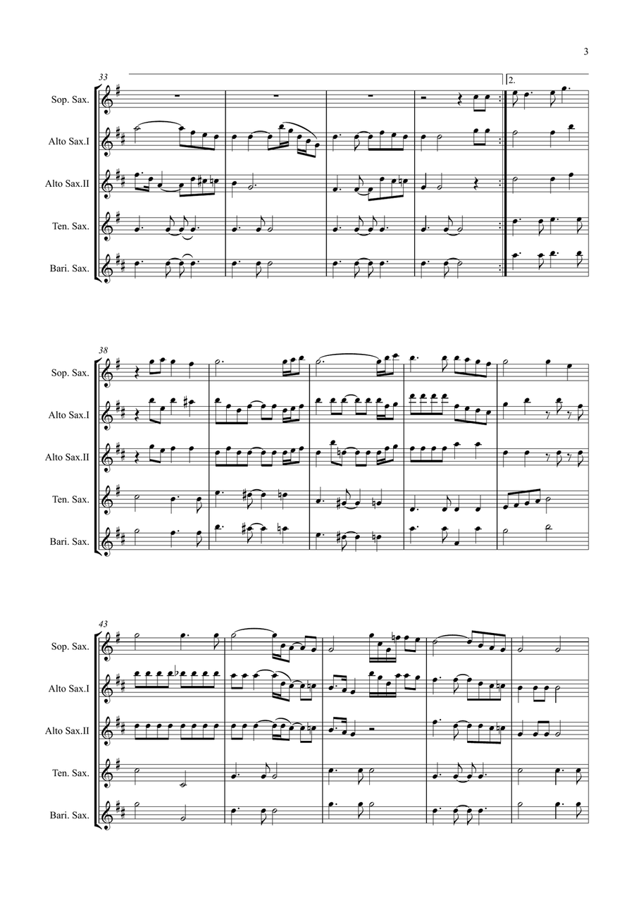 Bridge Over Troubled Water Saxophone Quintet scores gallery preview page 3