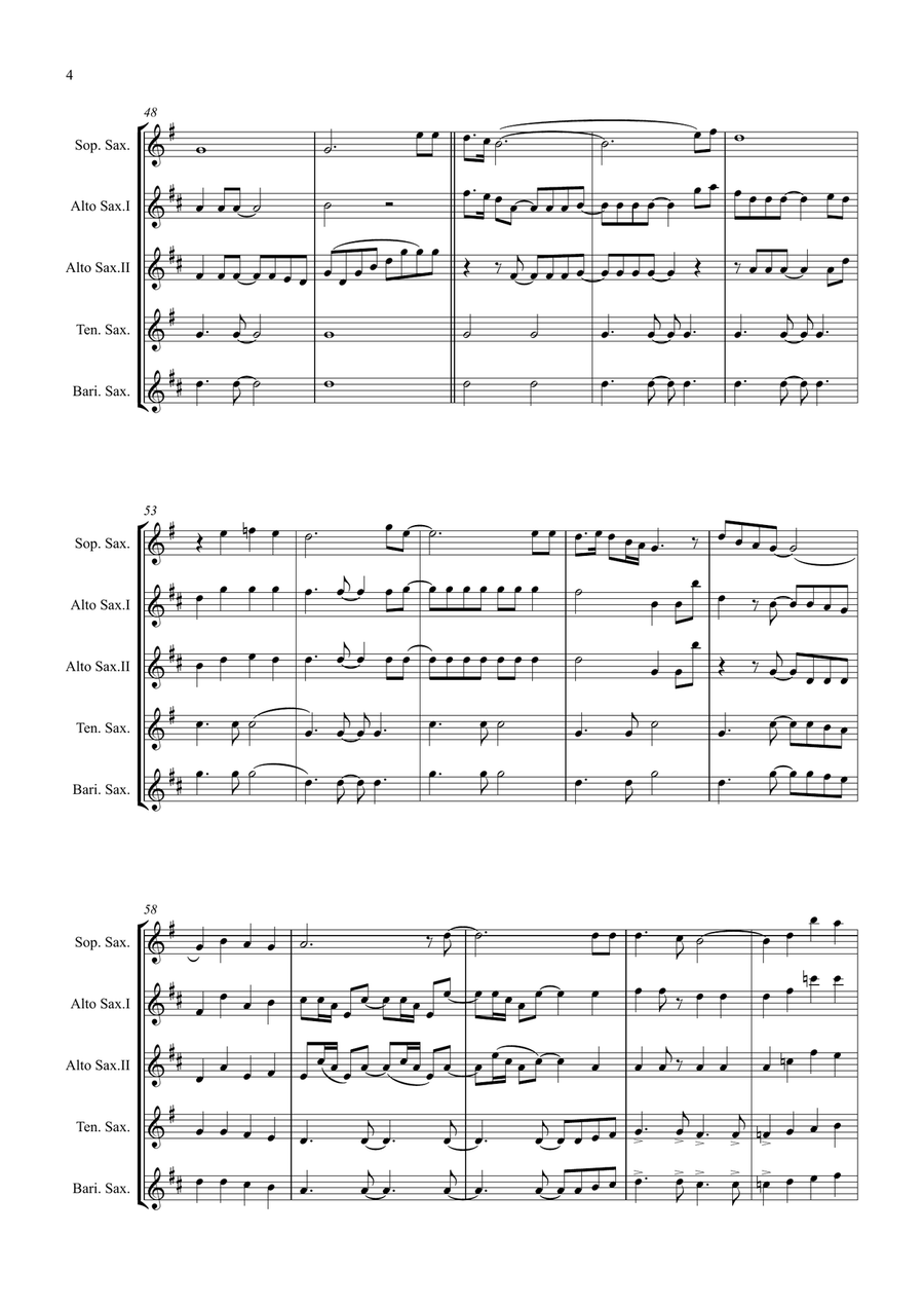 Bridge Over Troubled Water Saxophone Quintet scores gallery preview page 4
