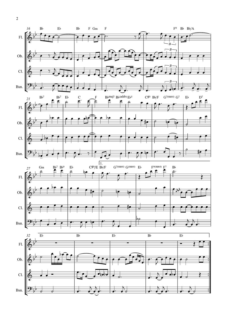 Bridge Over Troubled Water Woodwind Quartet scores gallery preview page 2