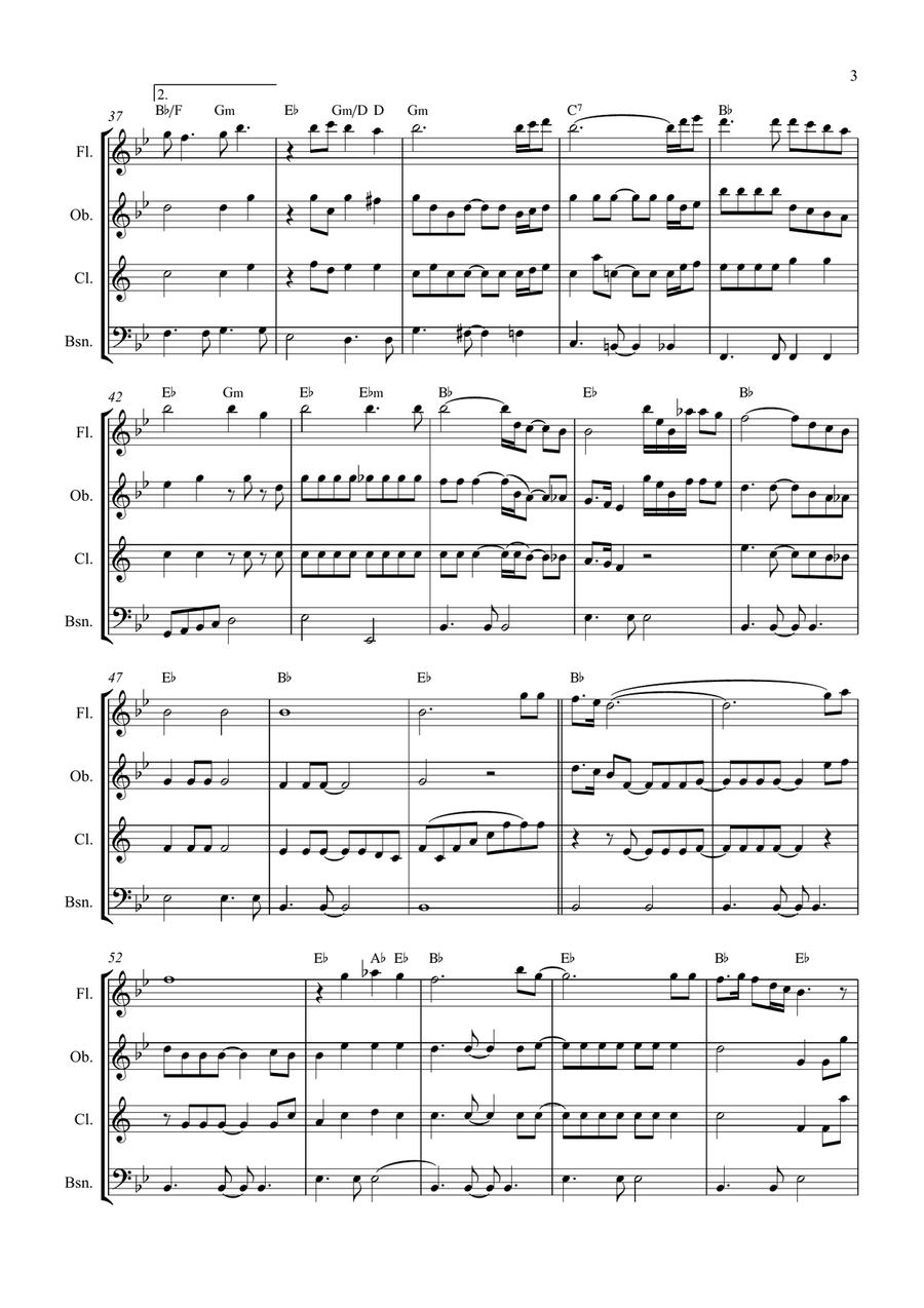 Bridge Over Troubled Water Woodwind Quartet scores gallery preview page 3