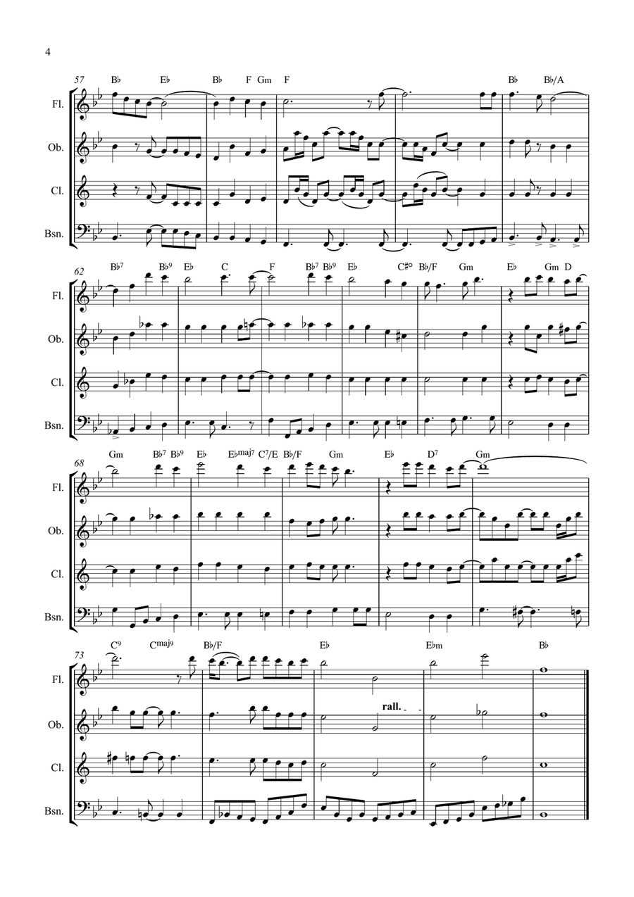 Bridge Over Troubled Water Woodwind Quartet scores gallery preview page 4