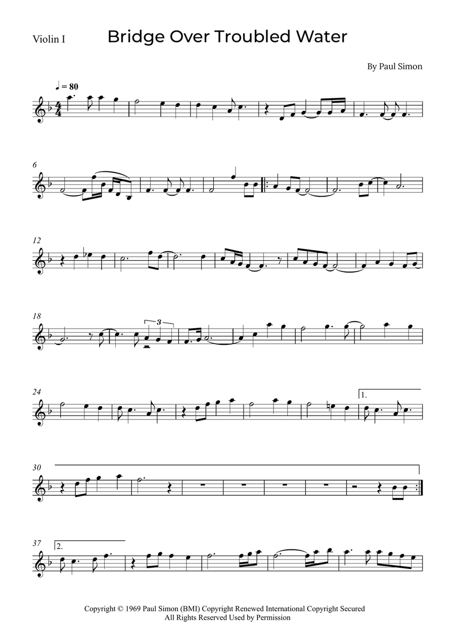 Bridge Over Troubled Water String Quintet scores gallery preview page 6