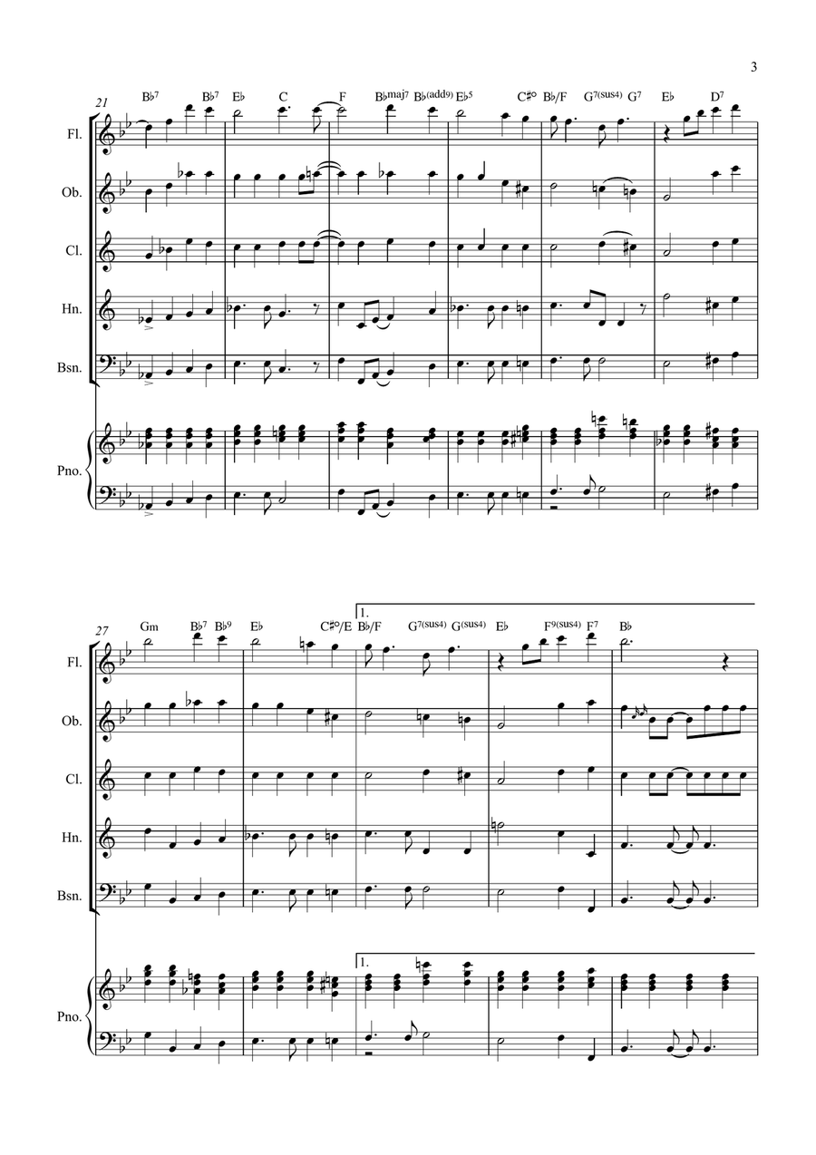 Bridge Over Troubled Water Woodwind Quintet scores gallery preview page 3
