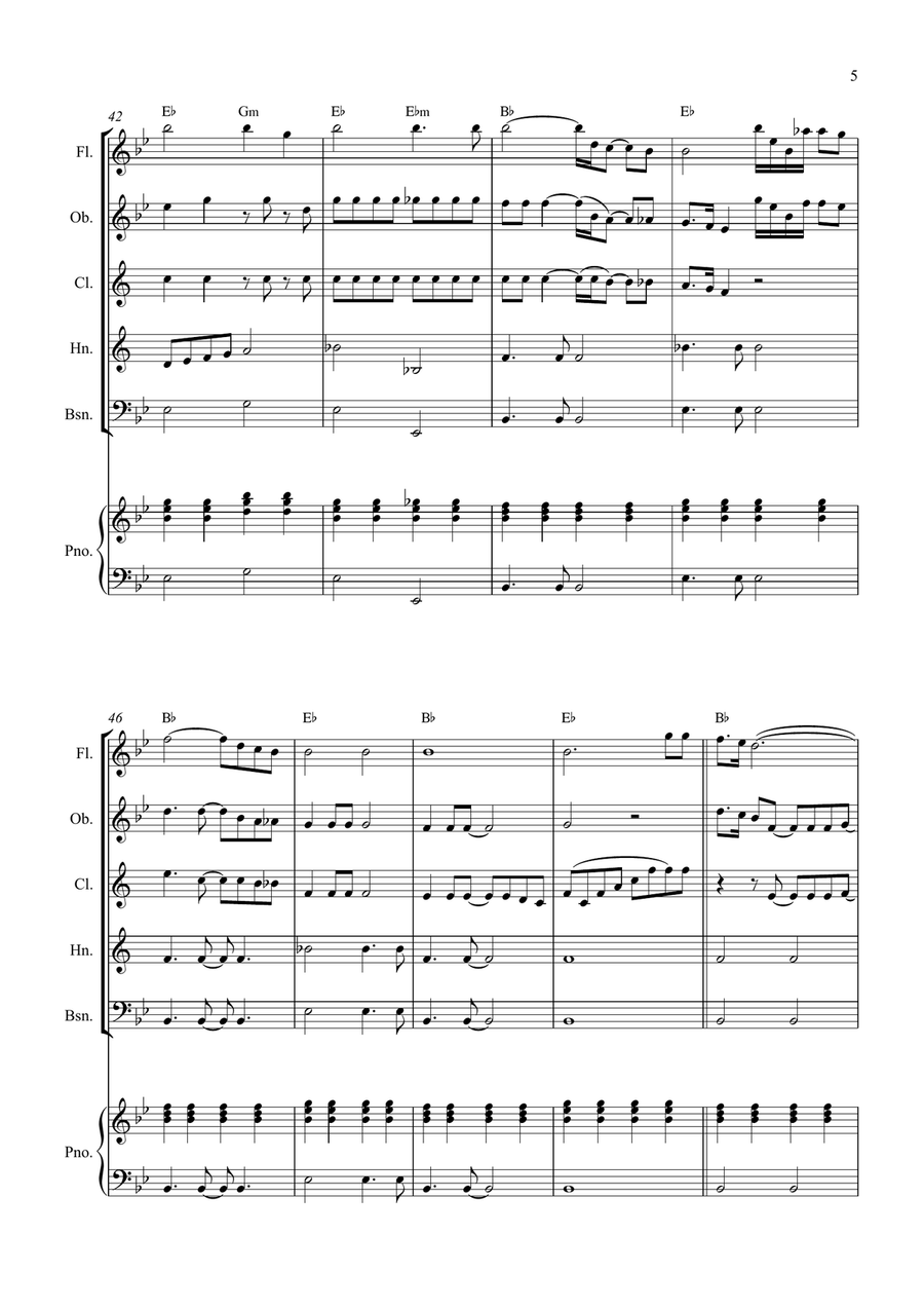 Bridge Over Troubled Water Woodwind Quintet scores gallery preview page 5