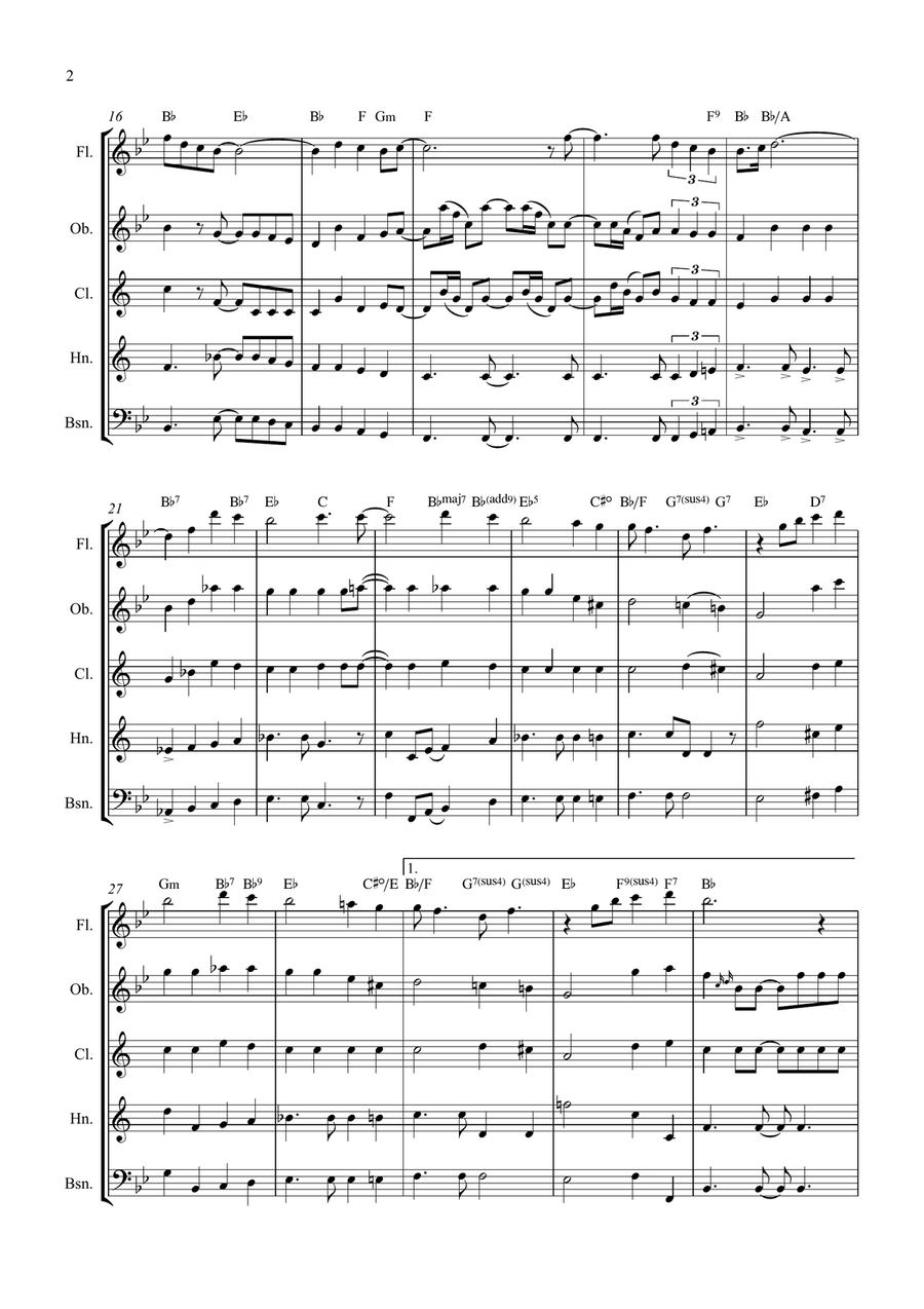 Bridge Over Troubled Water Woodwind Quintet scores gallery preview page 2