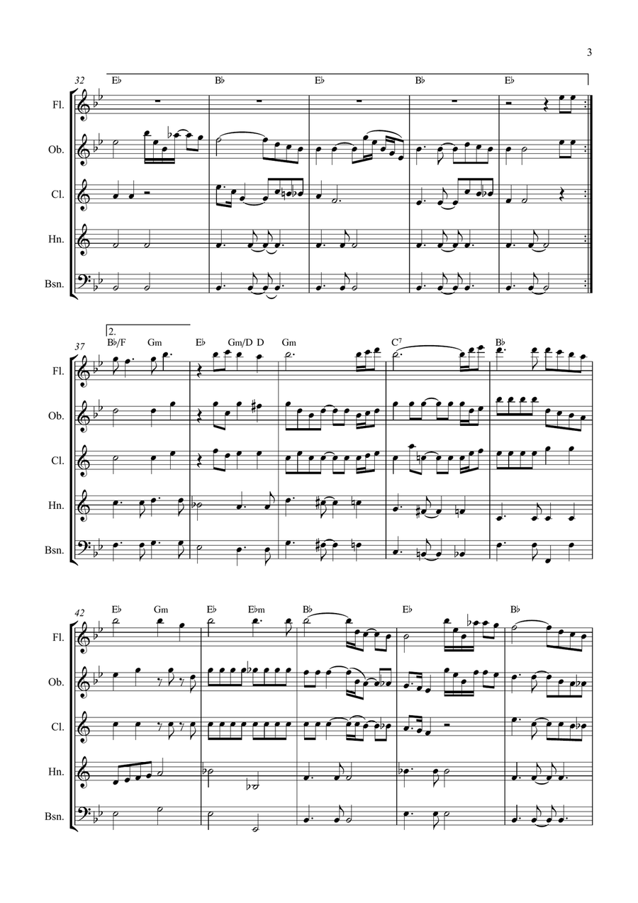 Bridge Over Troubled Water Woodwind Quintet scores gallery preview page 3