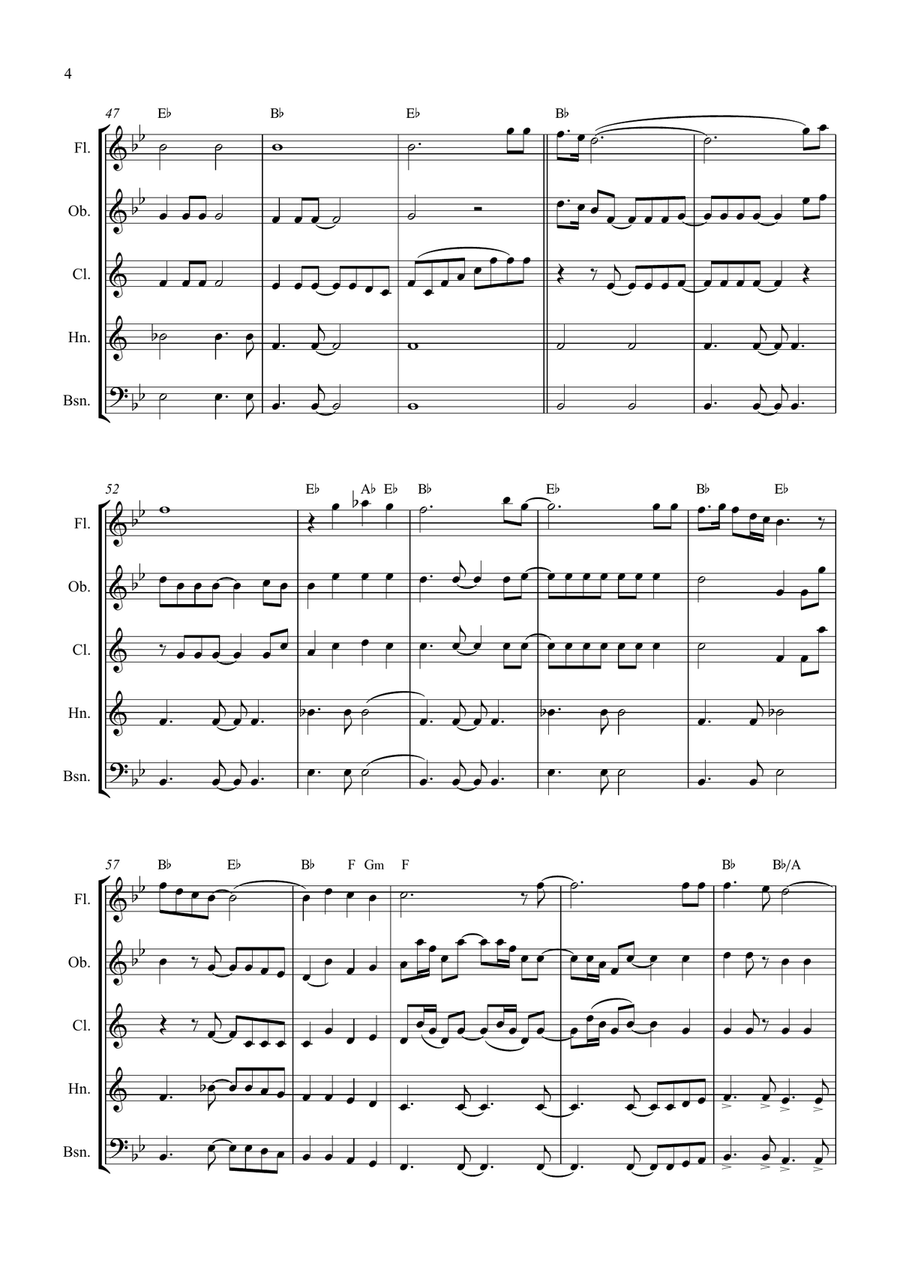 Bridge Over Troubled Water Woodwind Quintet scores gallery preview page 4