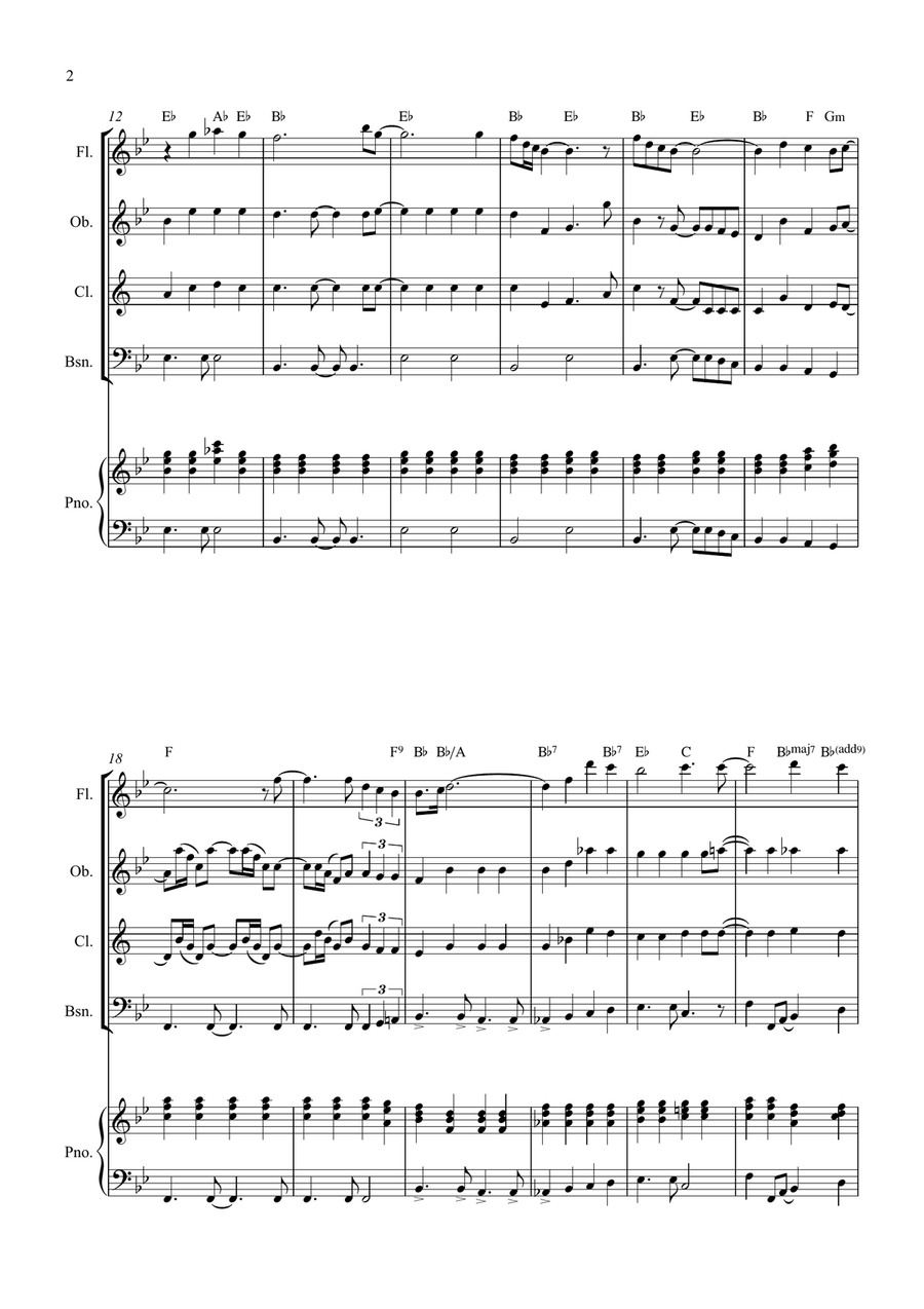 Bridge Over Troubled Water Woodwind Quartet scores gallery preview page 2