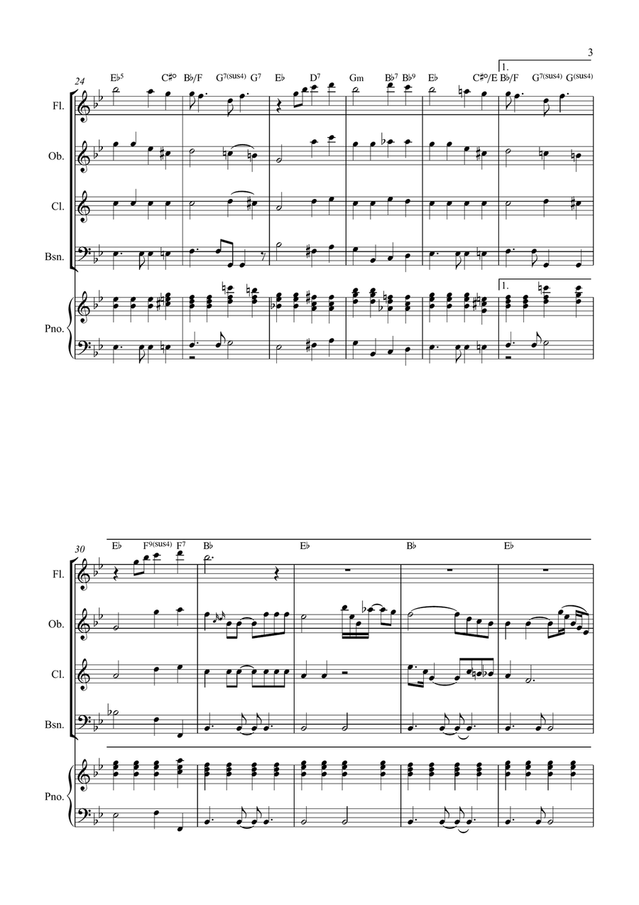 Bridge Over Troubled Water Woodwind Quartet scores gallery preview page 3