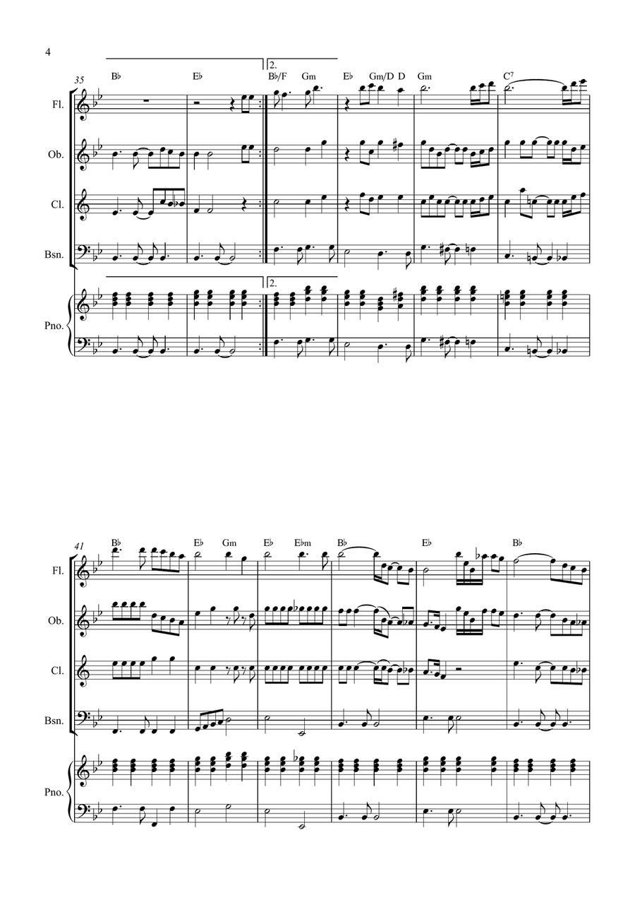 Bridge Over Troubled Water Woodwind Quartet scores gallery preview page 4
