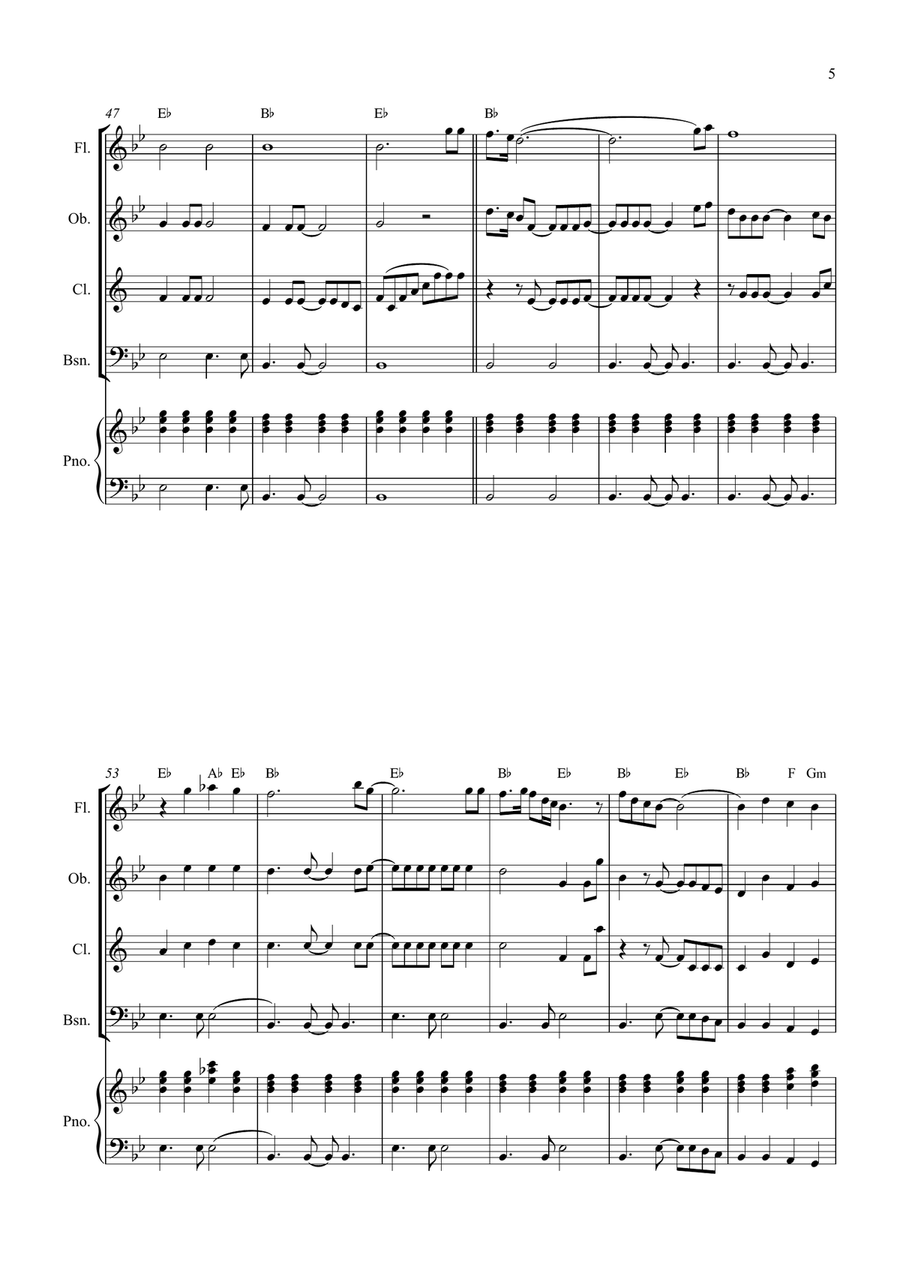 Bridge Over Troubled Water Woodwind Quartet scores gallery preview page 5