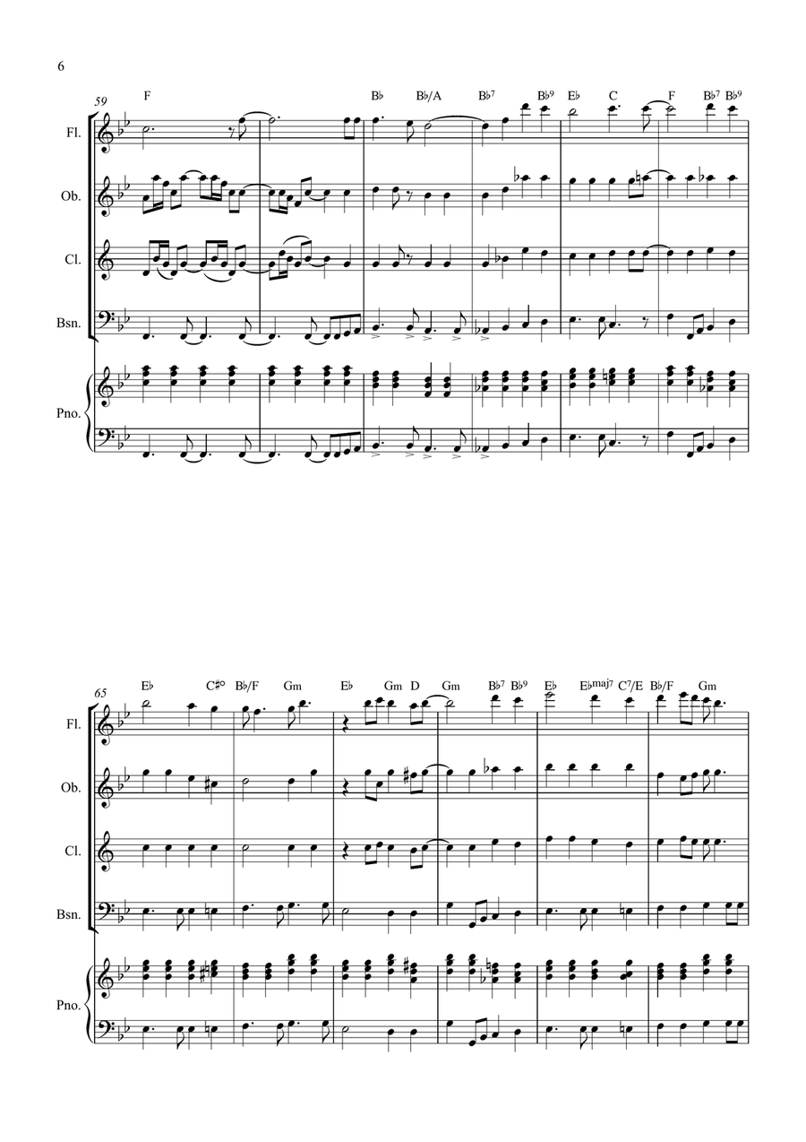 Bridge Over Troubled Water Woodwind Quartet scores gallery preview page 6
