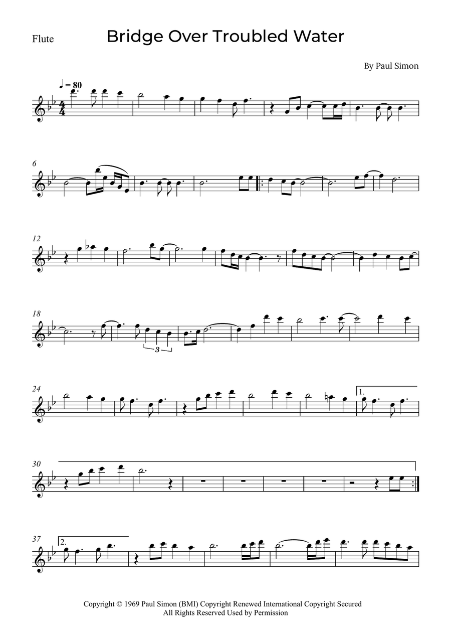 Bridge Over Troubled Water Woodwind Quintet scores gallery preview page 6