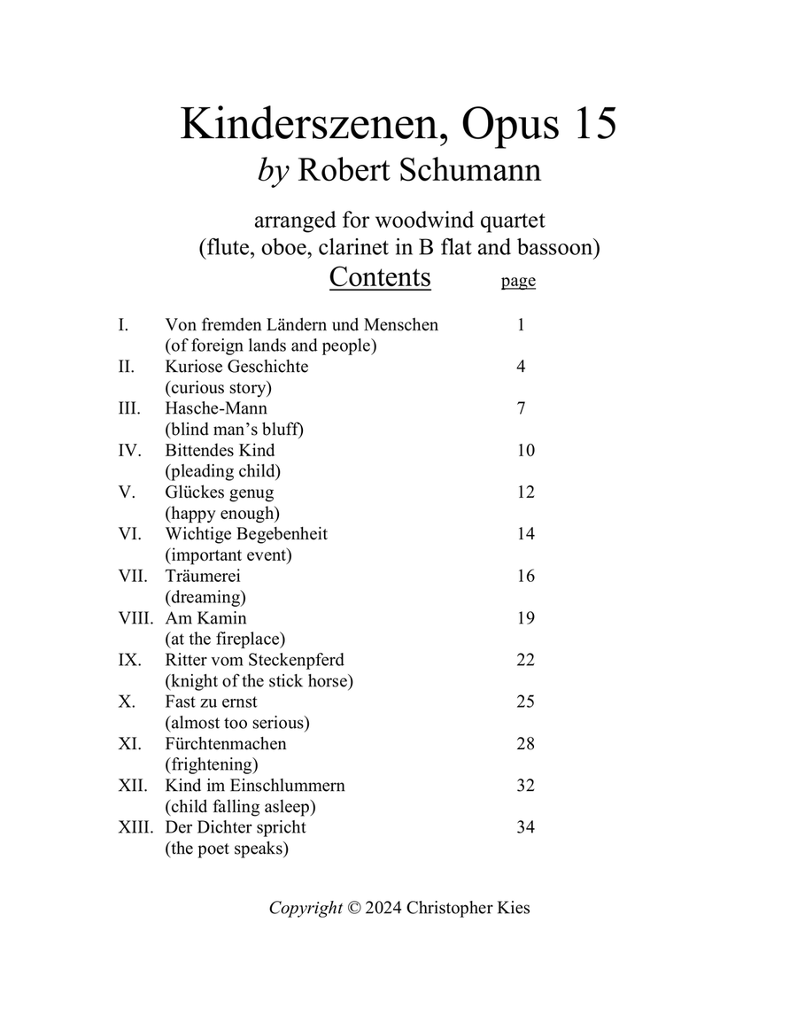 Kinderszenen (Scenes from Childhood) Op 15 by Robert Schumann arr. for woodwind quartet Woodwind Quartet scores gallery preview page 2