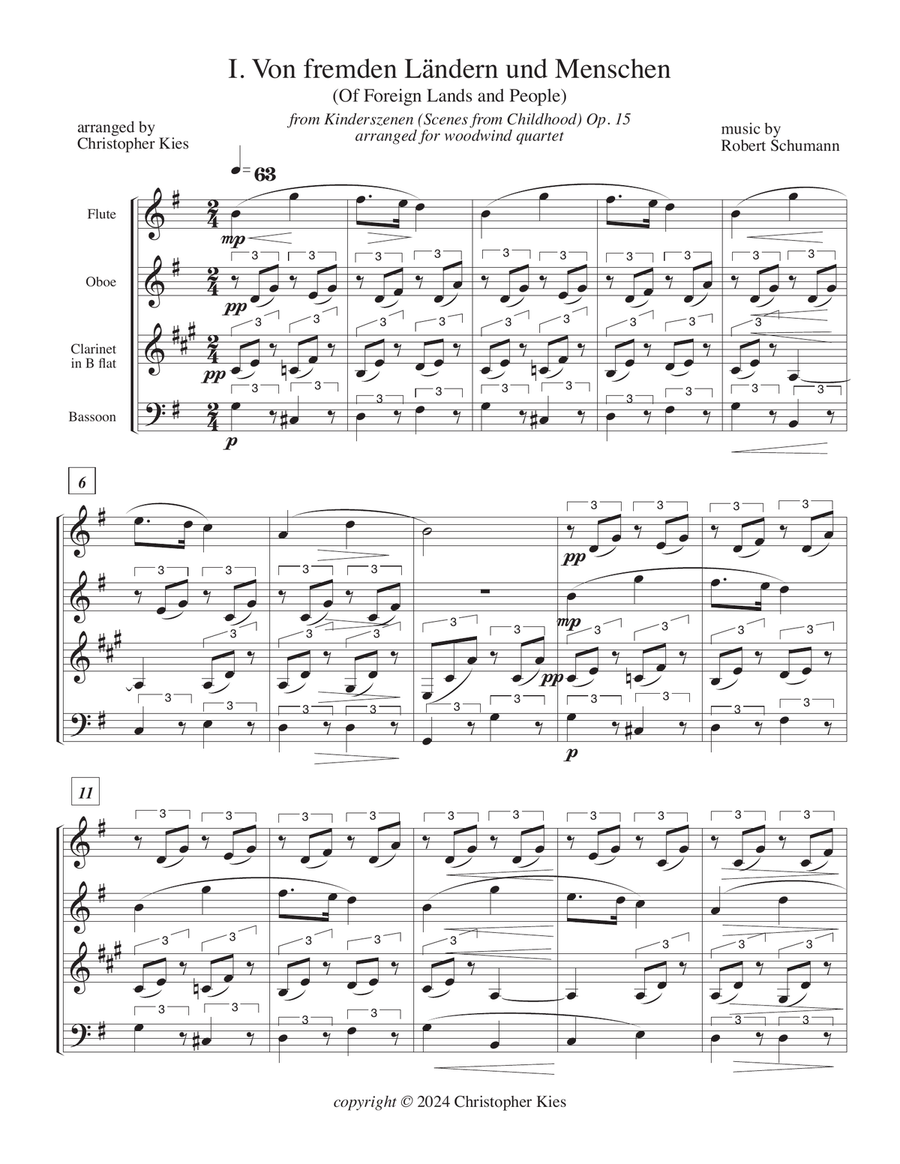Kinderszenen (Scenes from Childhood) Op 15 by Robert Schumann arr. for woodwind quartet Woodwind Quartet scores gallery preview page 3
