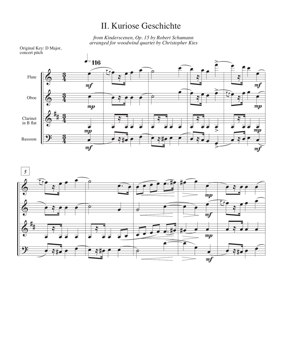 Kinderszenen (Scenes from Childhood) Op 15 by Robert Schumann arr. for woodwind quartet Woodwind Quartet scores gallery preview page 6