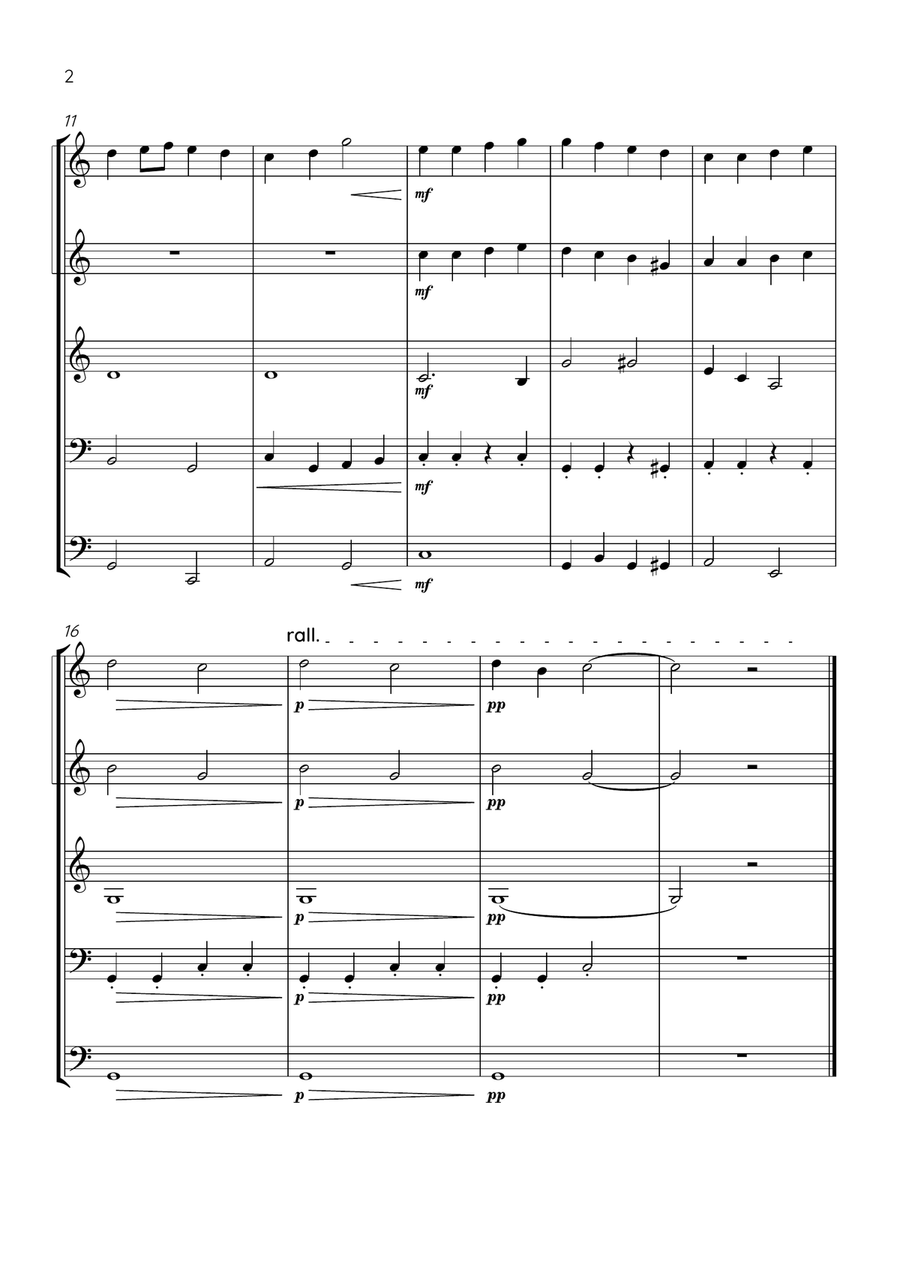 Ode To Joy - Brass Quintet in E Minor - Easy Level Brass Quintet scores gallery preview page 2