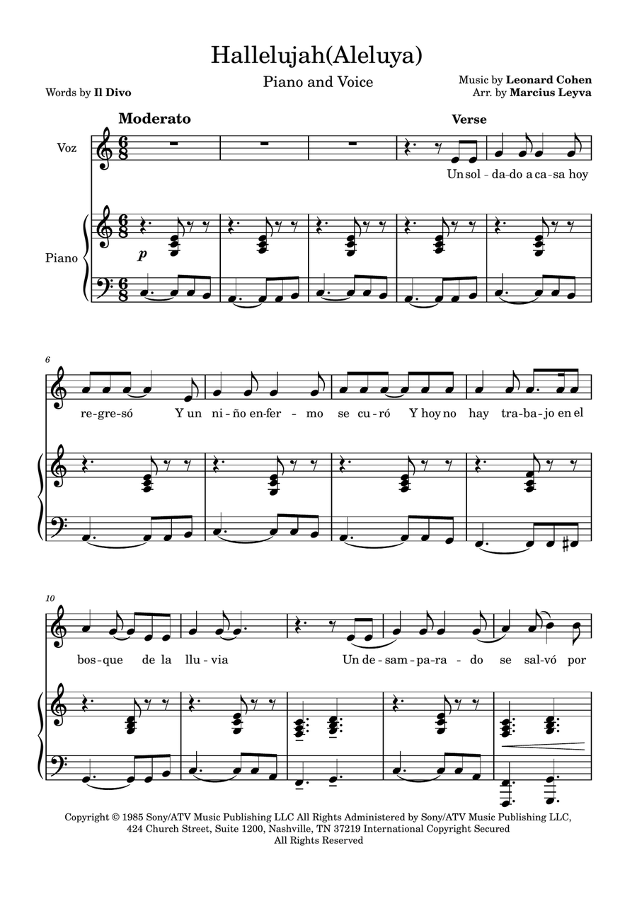 Hallelujah Hallelujah Piano, Vocal scores gallery preview page 1