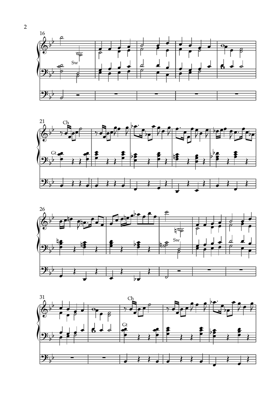 Processional on All Glory, Laud, and Honor, Op. 281 (Organ Solo) by Vidas Pinkevicius Organ Solo scores gallery preview page 2