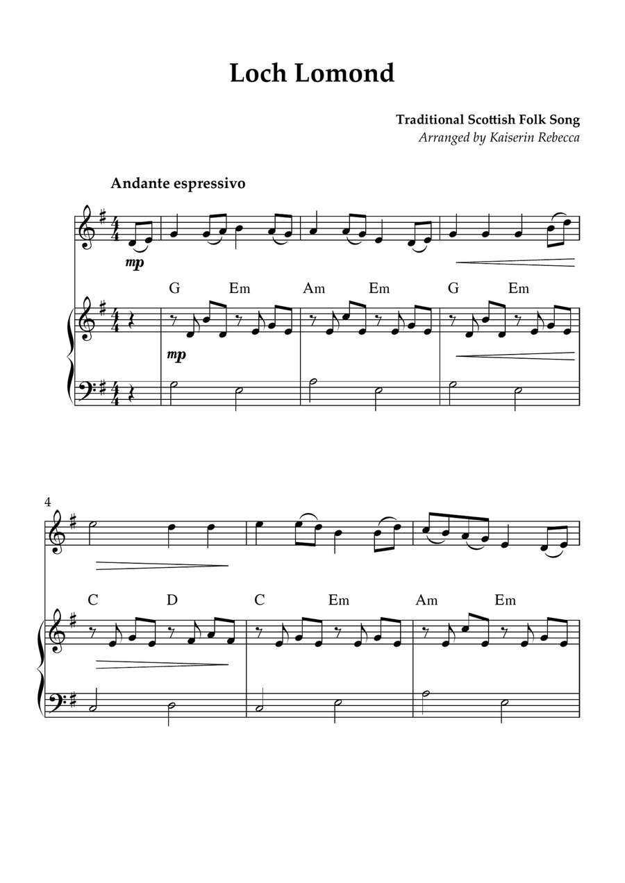 Loch Lomond Loch Lomond Piano scores gallery preview page 1