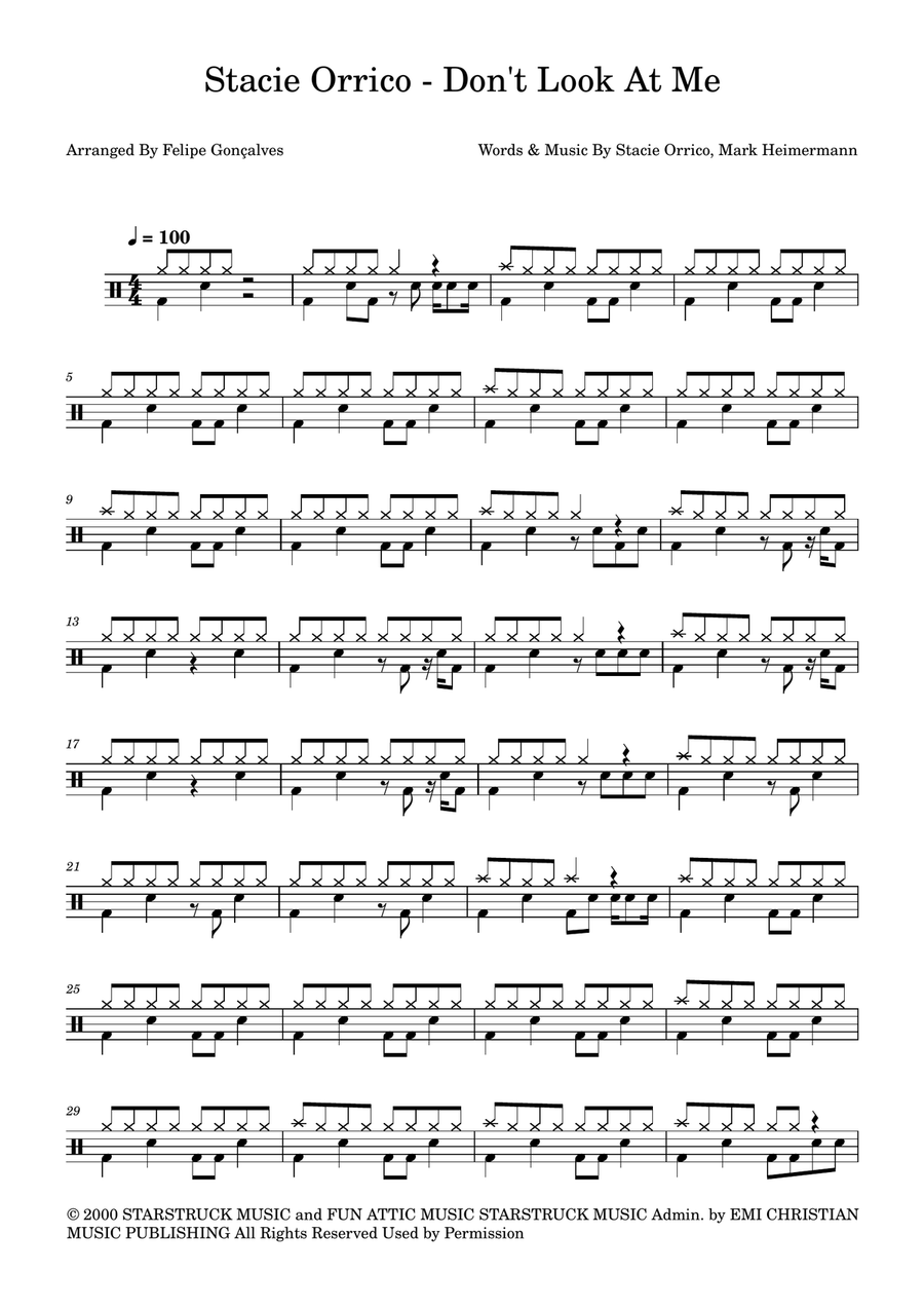 Don't Look At Me Don't Look At Me Drum Set scores gallery preview page 1