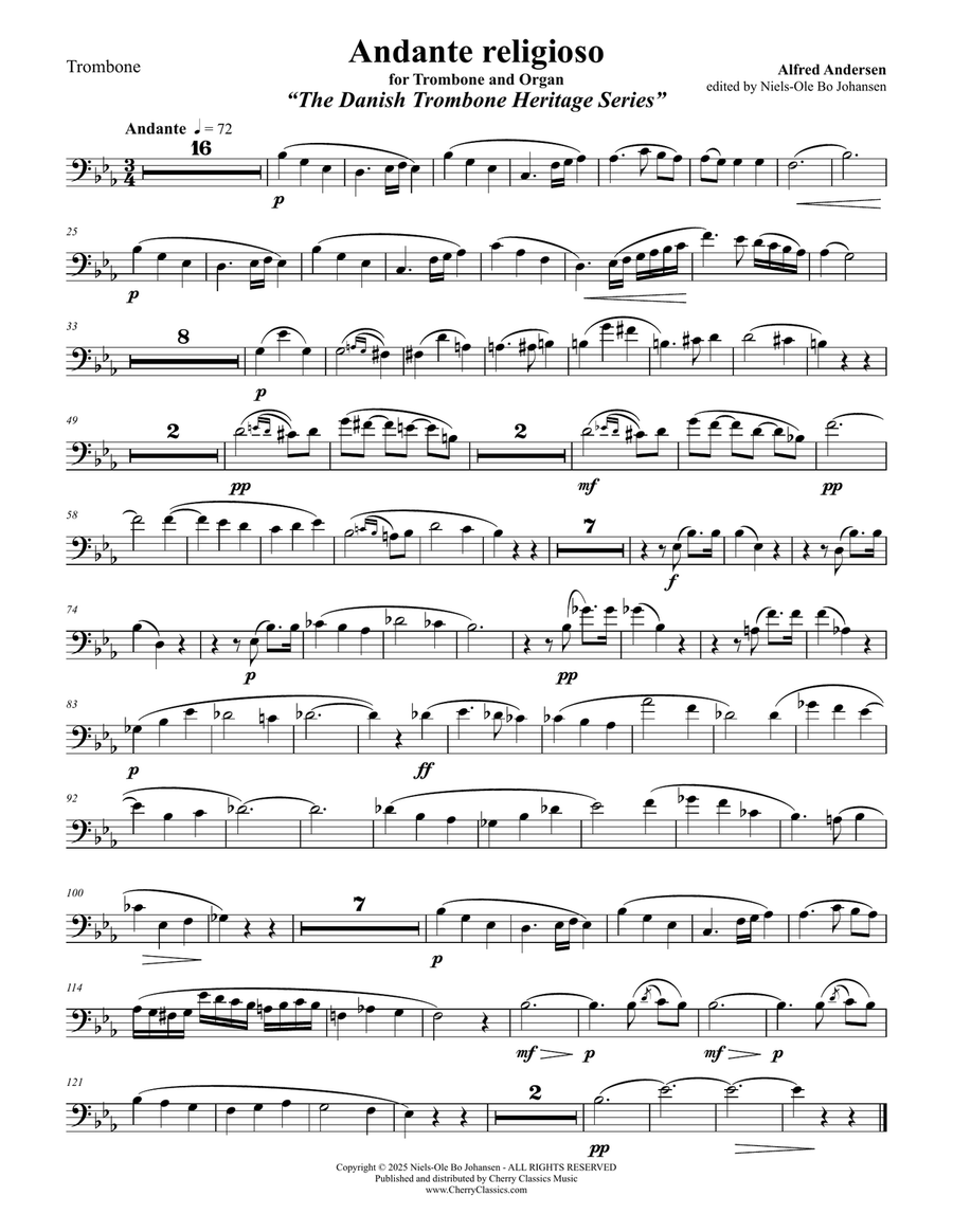 Andante religioso for Trombone and Organ Trombone scores gallery preview page 1