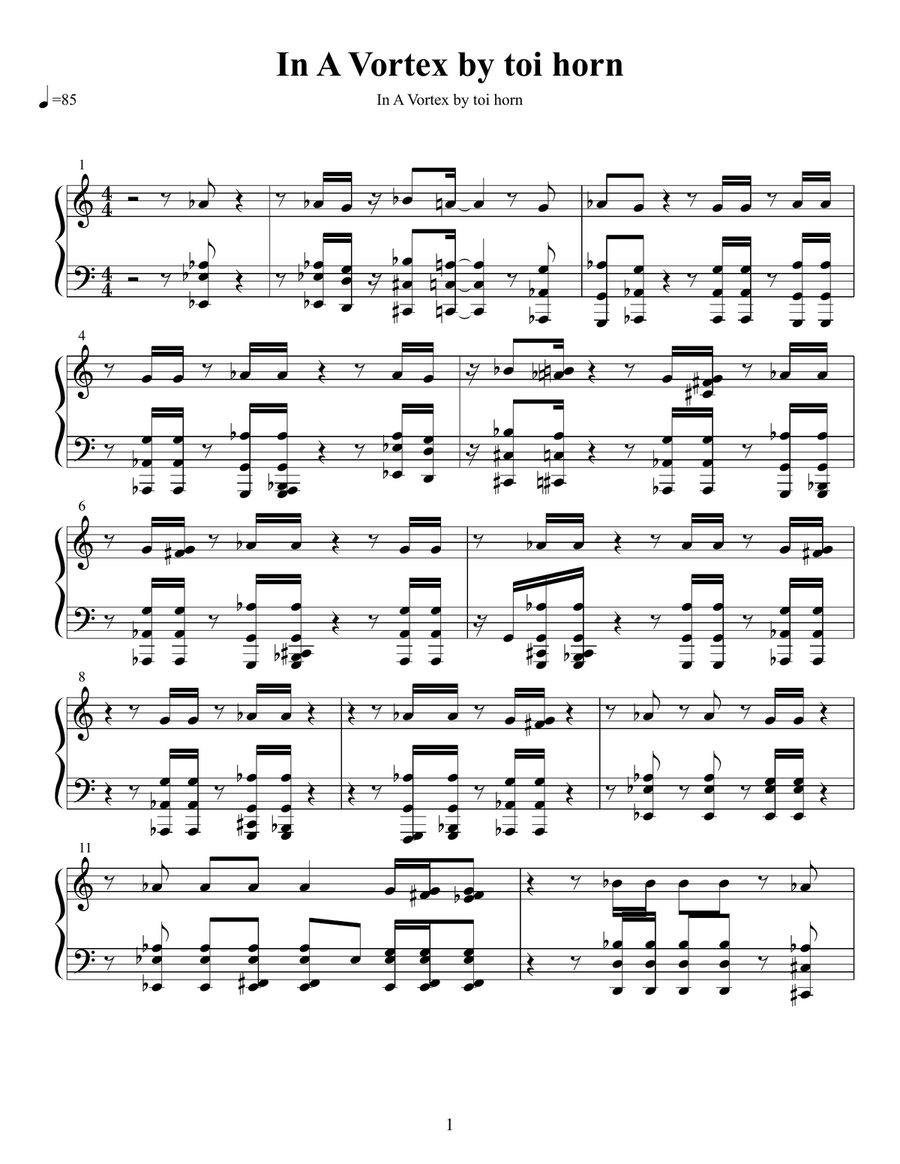 In A Vortex In A Vortex Piano Solo scores gallery preview page 1
