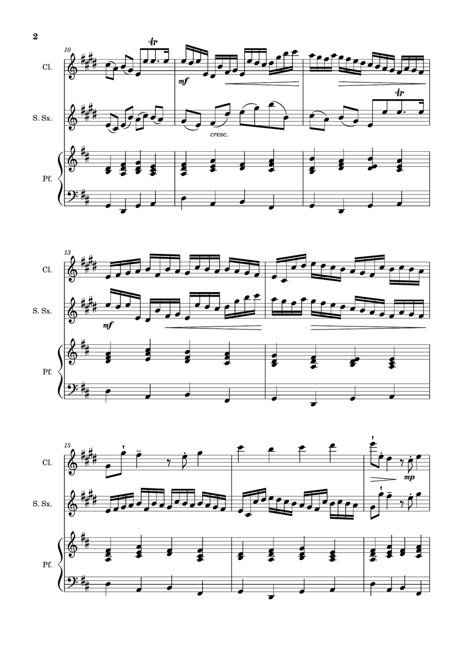 Canon in D Major, P.37; T.337. Clarinet, S. Sax and Piano. Score and Parts Woodwind Duet scores gallery preview page 2