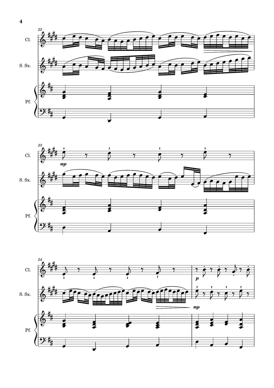 Canon in D Major, P.37; T.337. Clarinet, S. Sax and Piano. Score and Parts Woodwind Duet scores gallery preview page 4