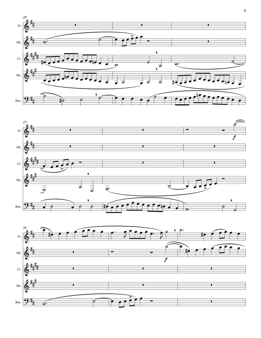 Kyrie canon by Mozart arranged for wind quintet Woodwind Quintet scores gallery preview page 3