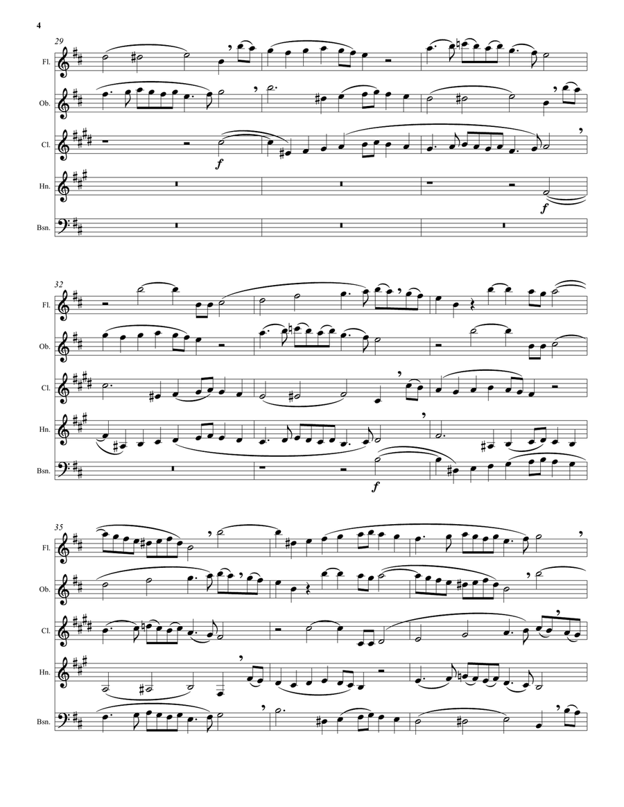 Kyrie canon by Mozart arranged for wind quintet Woodwind Quintet scores gallery preview page 4