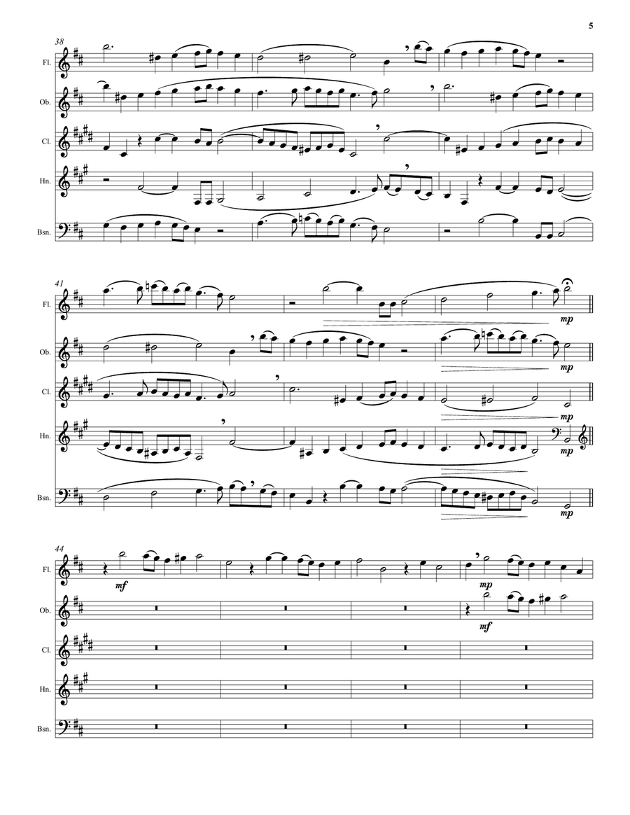 Kyrie canon by Mozart arranged for wind quintet Woodwind Quintet scores gallery preview page 5