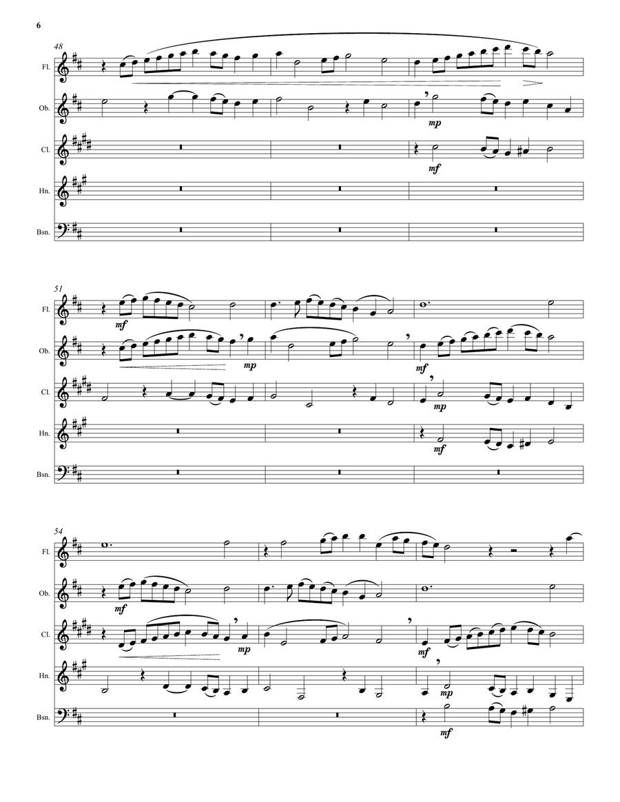 Kyrie canon by Mozart arranged for wind quintet Woodwind Quintet scores gallery preview page 6