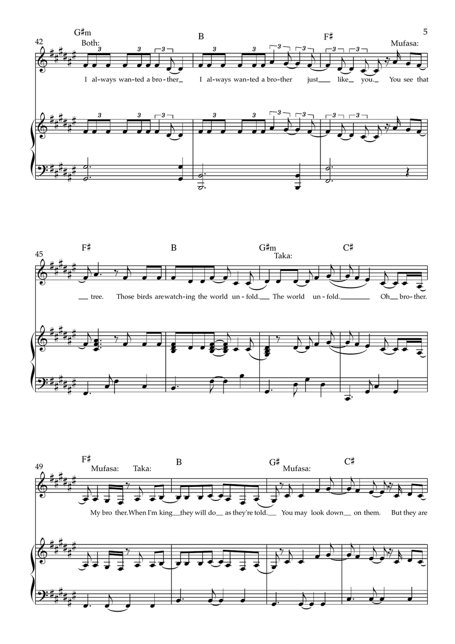 I Always Wanted A Brother Piano, Vocal scores gallery preview page 5