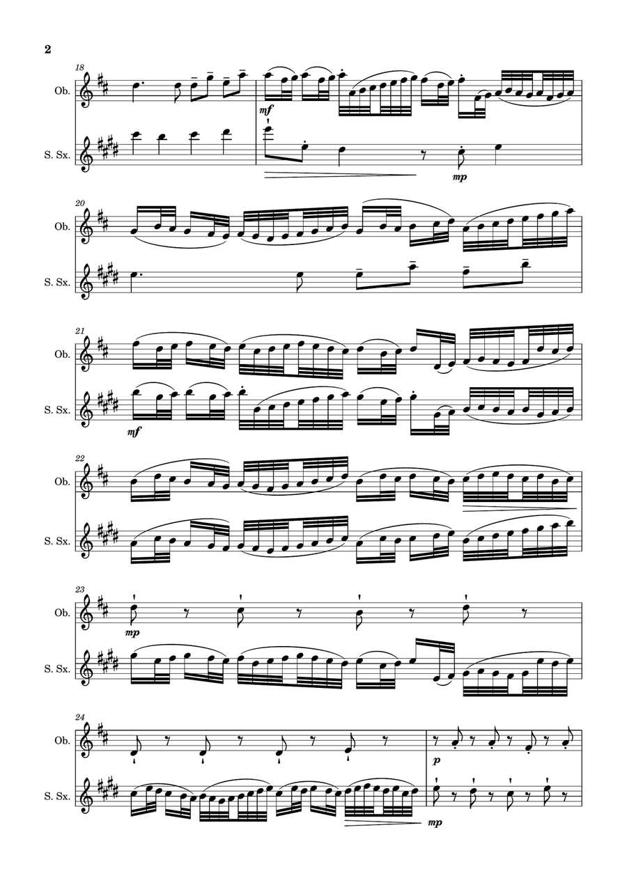 Canon in D Major, P.37; T.337. Oboe and S. Sax Woodwind Duet scores gallery preview page 2
