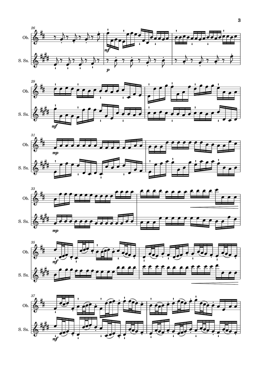Canon in D Major, P.37; T.337. Oboe and S. Sax Woodwind Duet scores gallery preview page 3